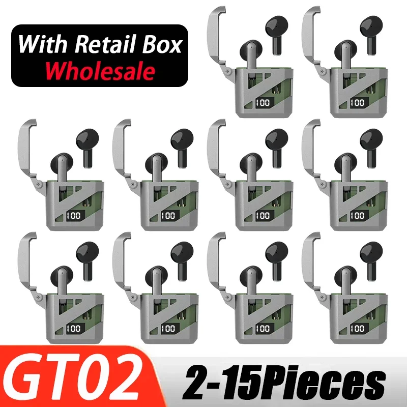 GT02 Headphones Bluetooth Earphones HiFi Earbuds Wireless Headset Wholesale Smart Display Sport Microphones TWS Suit PK M88 Plus