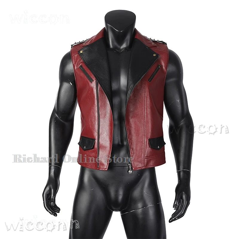 

Richard Online Store disfraz mujer Cosplay Costume Men's Red PU Leather Vest Movie Same Style God