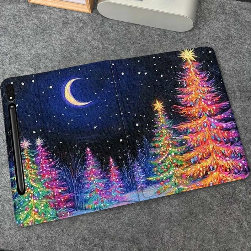 

Sparkling Colorful Christmas Tree Gift For Samsung Galaxy Tab S10 S9 S8 S7 FE Lite Soft Flexible Support Tablet Case