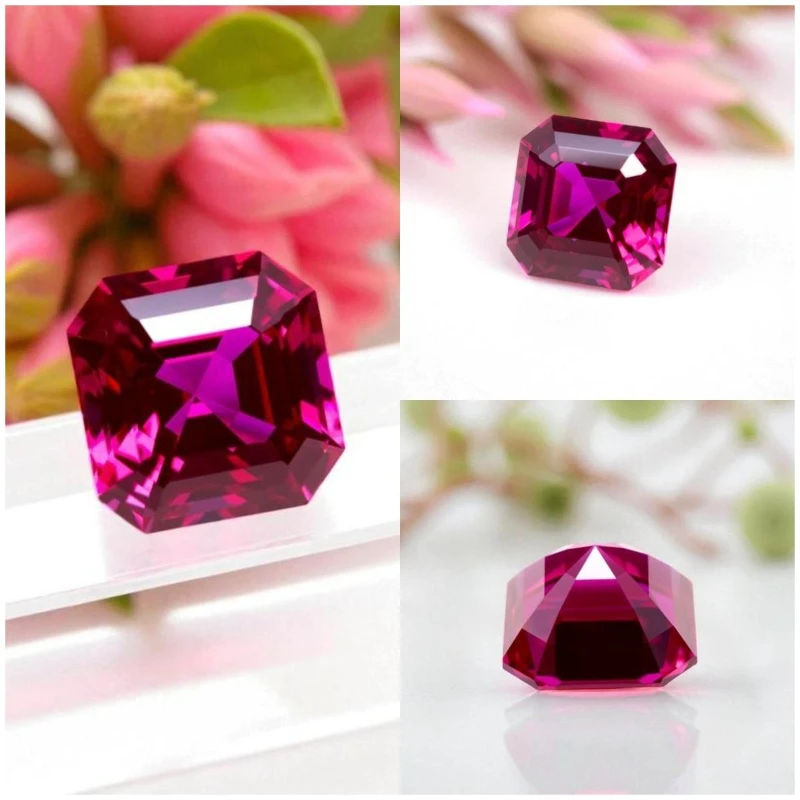 مختبر نمت روبي Asscher شكل VVS1 Rubellite اللون DIY بها بنفسك مواد صنع المجوهرات المتقدمة شهادة سعر المصنع بالجملة