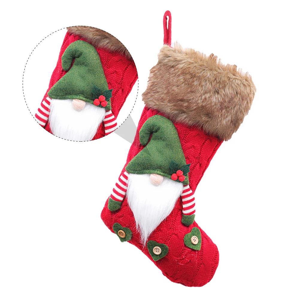 

1Pcs Knitted Christmas Stocking Xmas Sock Gift Bag Decorative Hanging Pouch Candy Sweets Santa Sock Christmas Tree Ornament