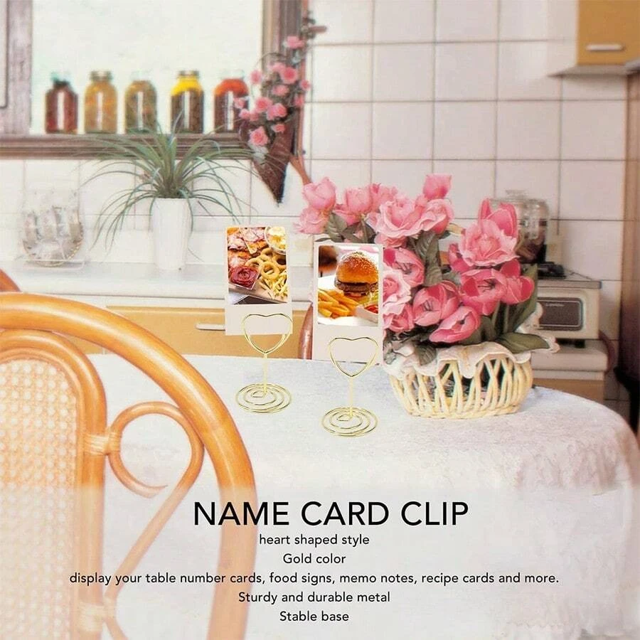 10-50pcs Mini Place Card Holder Table Number Holders Table Card Holders Wedding Heart Shaped Table Sign Picture Photo Holder