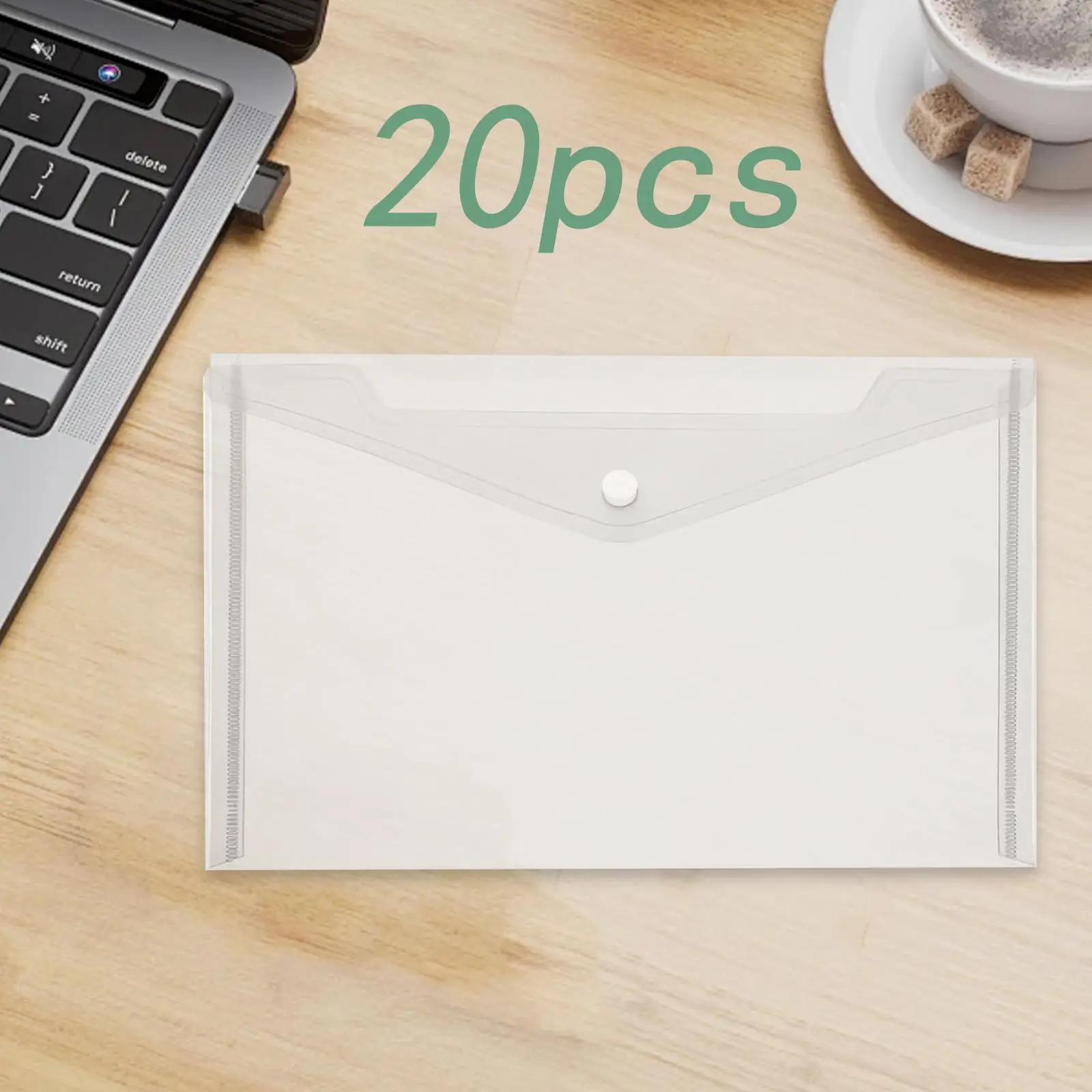 20x A4 Document Bag Envelopes Receipts Organizer Snap Button Clear Folders Waterproof Document Envelopes for Home Organization