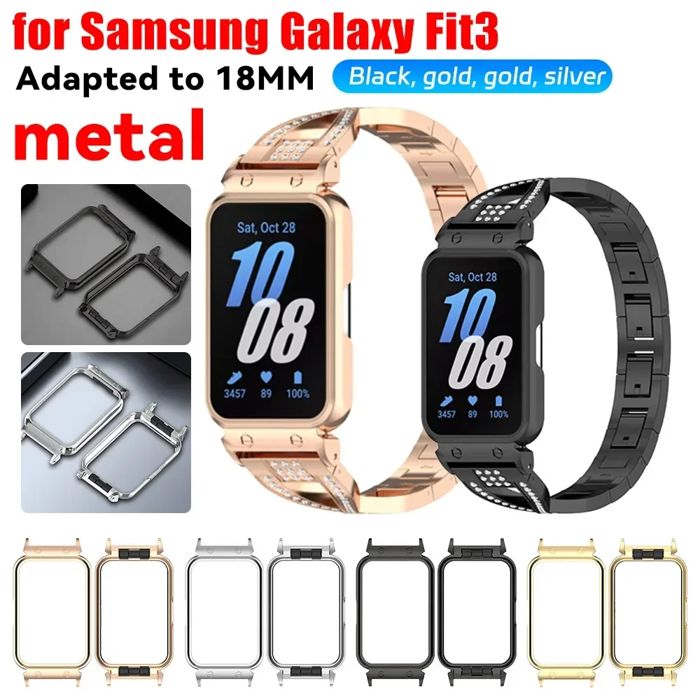 Metal Case For Samsung Galaxy Fit3 SM-R390 Smart Watch Protector Cover 18mm Band Bracelet Bezel Case for Samsung Galaxy Fit 3