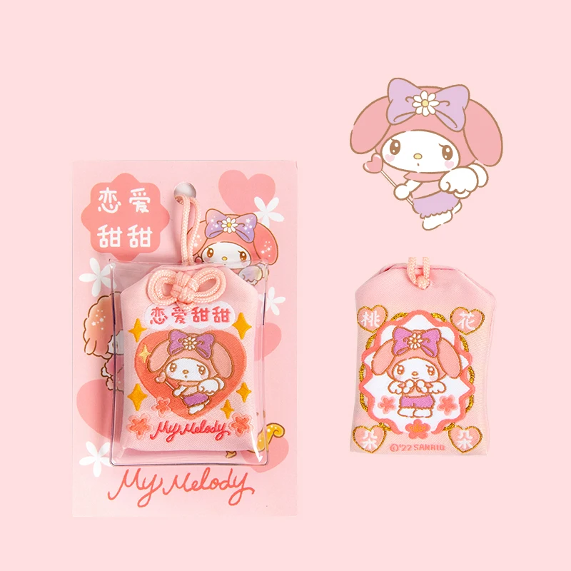 Kawaii Sanrio Omamori Pendant Cute Pompompurin Cinnamoroll Hello Kitty Kuromi Cartoon Good Luck Pendant Creative Girl Gifts