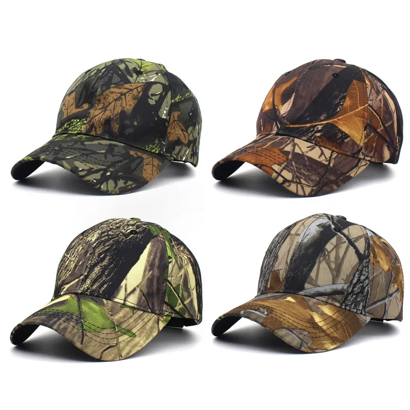 Men's Jungle Camouflage Pattern Hats Hunting Fishing Baseball Cap Sunscreen Cotton Casual Adjustable UV Protection Sunshade Cap