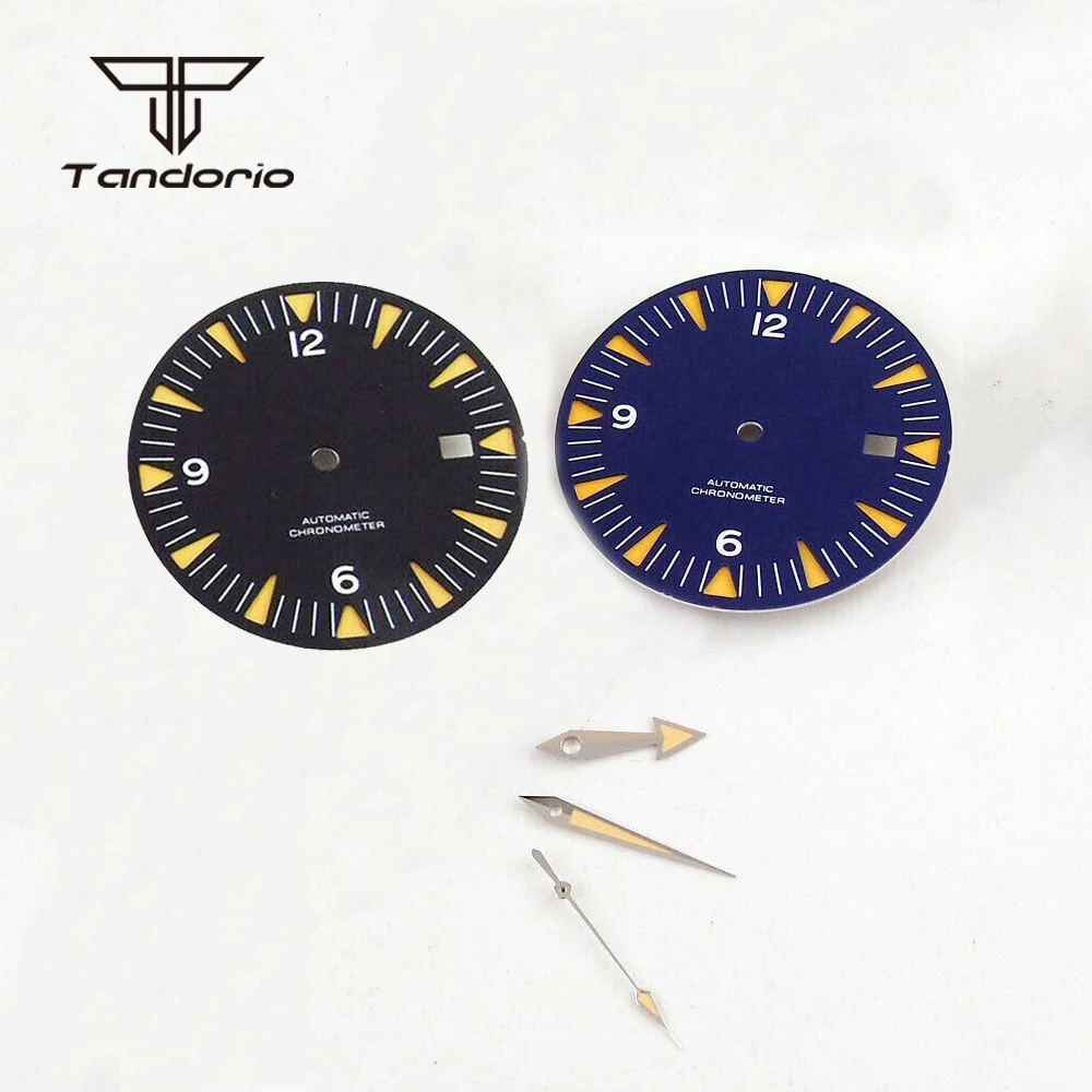 31mm Black/Blue Sterile Sandwich Watch Dial Face Hands Wristwatch Accessory Fit NH35 ETA2824 PT5000 Miyota82 Automatic Movement