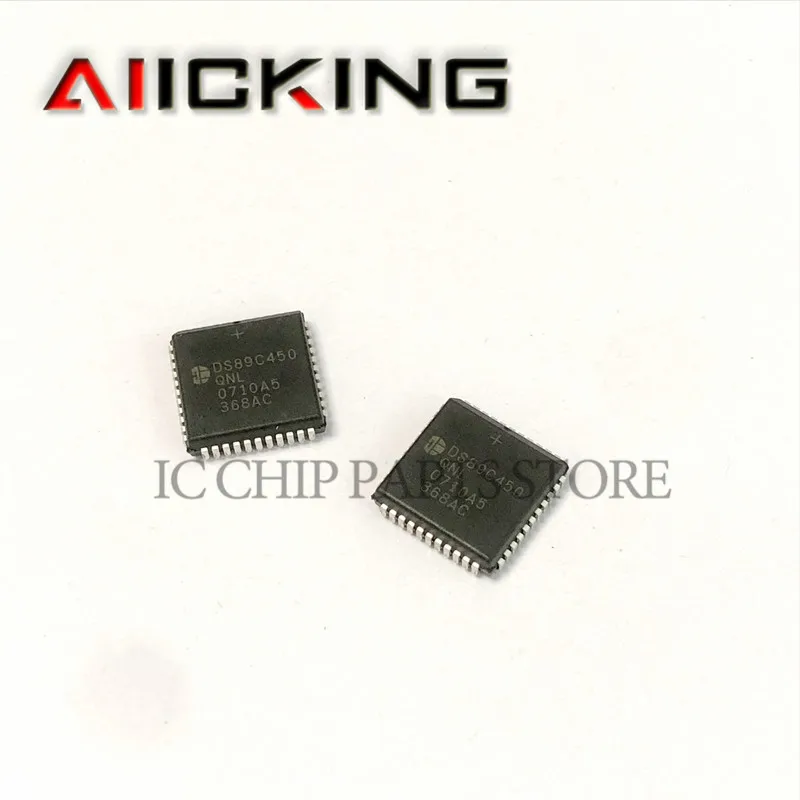 Chip IC Original, DS89C450-QNL, PLCC-44, MCU 8051, 8-bit, 33MHz, 64kB ROM, Flash 44Pin PLCC, Em estoque, Frete Grátis, 5Pcs por lote
