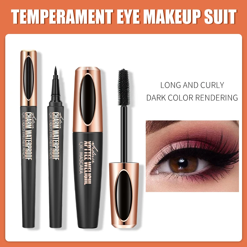 Liquid Eyeliner Pencil 4D Waterproof Mascara Set Cosmetics Eye Liner Thick Curling Mascara Eyebrow Pencil Eyes Makeup