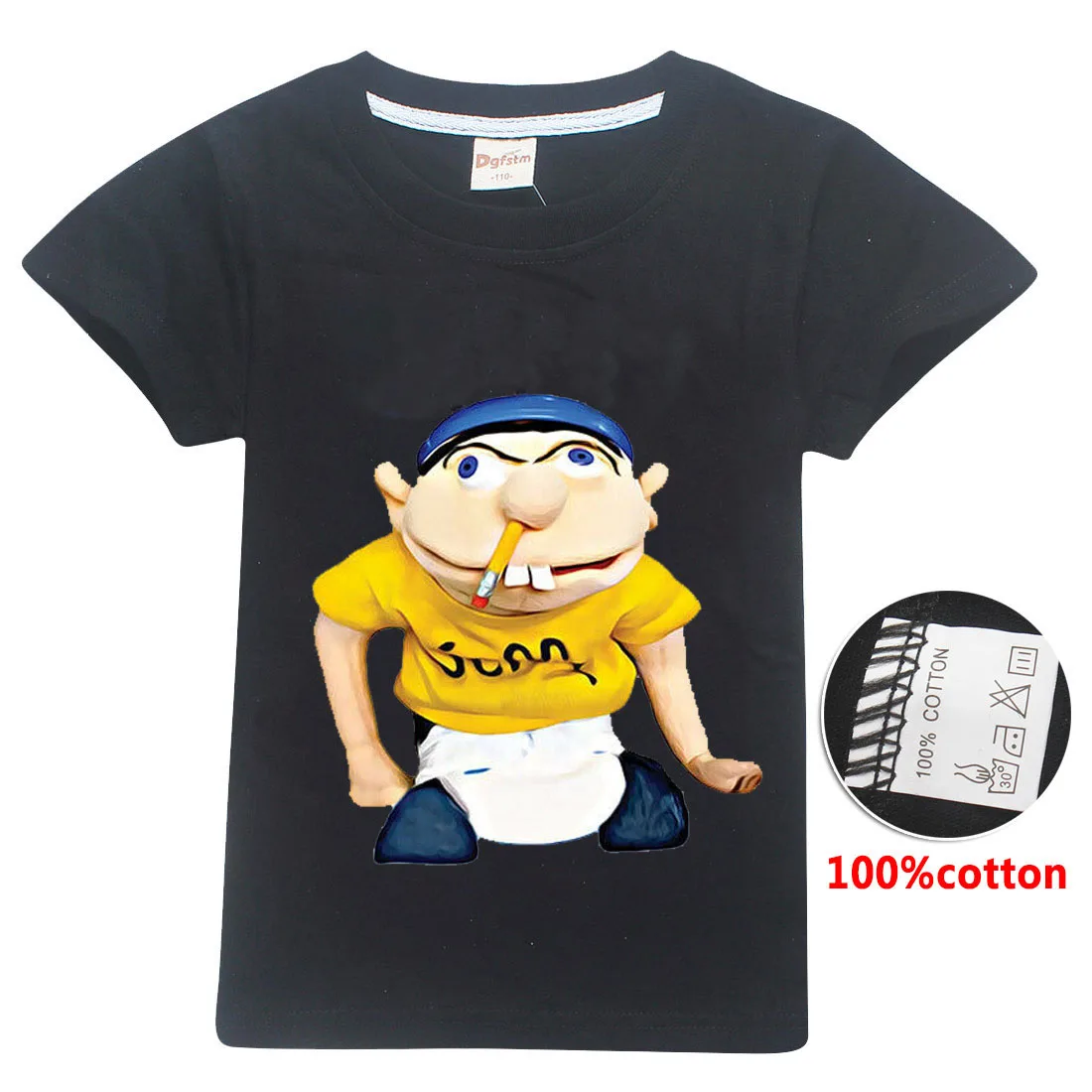 2-16Years Anime Puppet JEFFY Youth Tees Kids Cute Shirt Girls Summer Clothing Children Funny T Shirts Boys Short Sleeve T-shirts