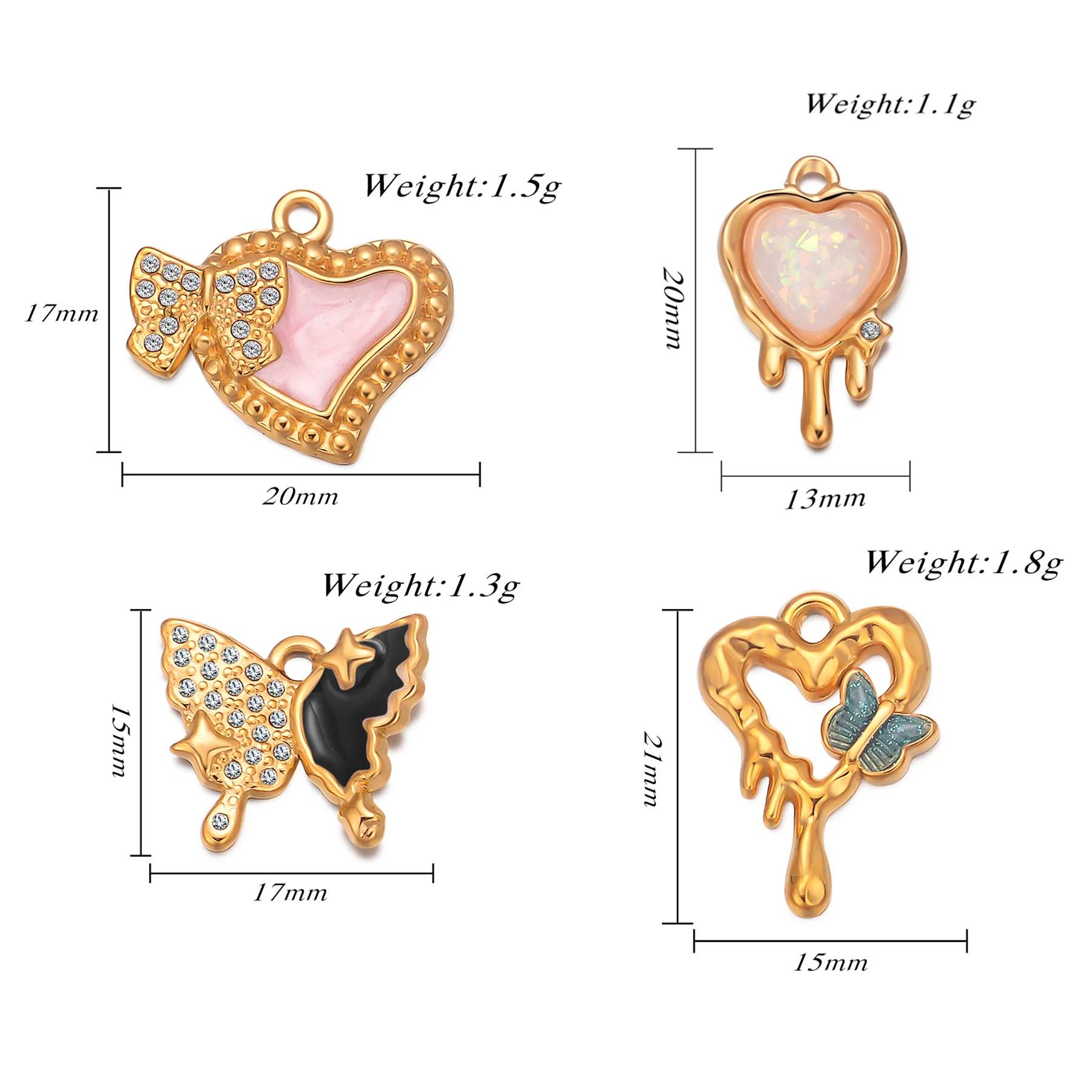 2 قطعة فراشة القلب حساسة سحر قلادة المينا الاكسسوارات DIY بها بنفسك صنع الحلو قلادة أقراط النتائج مجوهرات #3