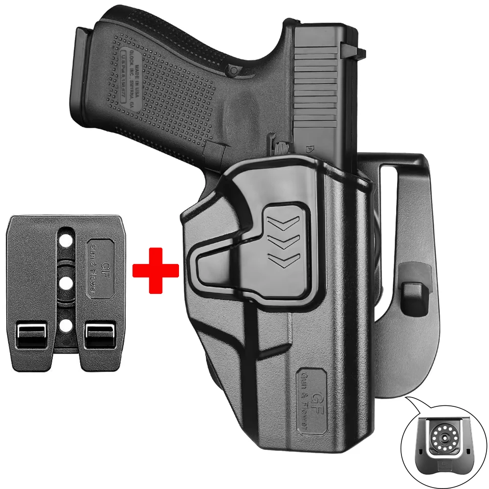 

For Glock G19 Gen3-5,G23/G32 Gen3-4,G19X/G44/G45,OWB Right Holster,Outside Carry,Paddle and Molle Adapter,Index Finger Release,