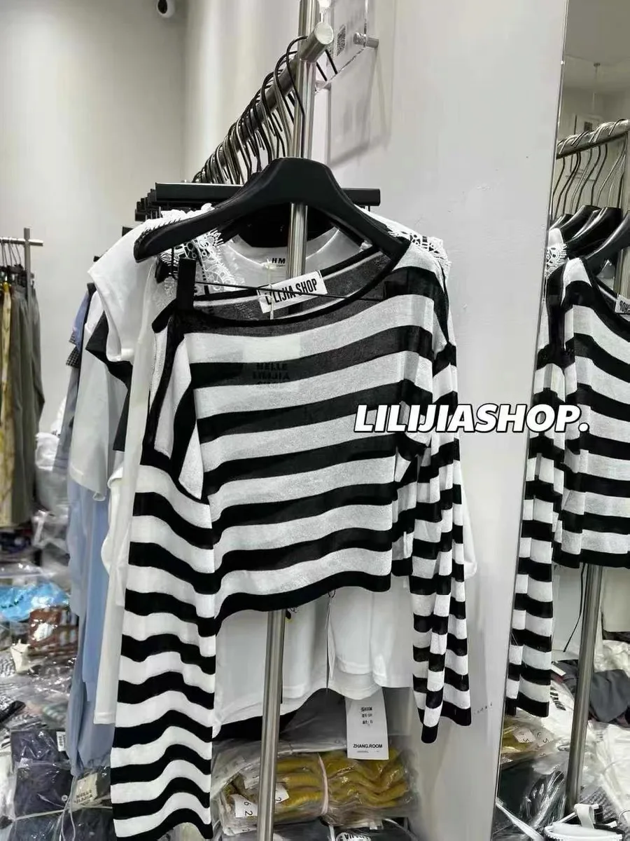 

Dongda Gate Summer oulder Bared Stripe Long Sve T irt Loose Sun Protection Top Casual Sle Loose Fit Breathable Skin ...