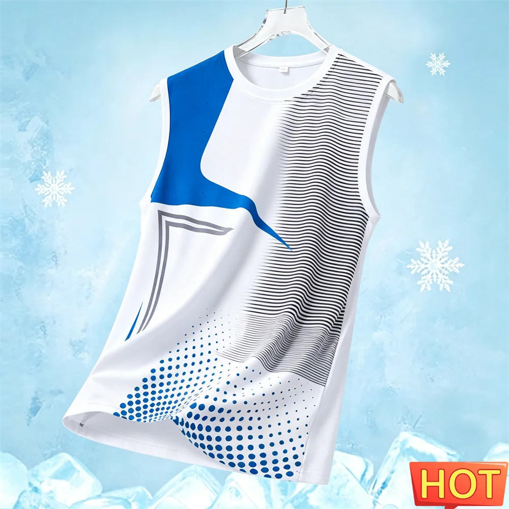 Sports Men's sleeveless T-shirt summer men's casual versatile men's t-shirts tank tops quick drying top outdoor running T-shirt