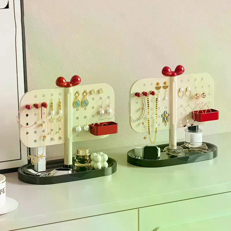 Schmuck Display Stand Mit Tablett Lagerung Racks Ohrringe Halsketten Ringe Schmuck Boxen Fall Desktop-Organizer Halter Make-Up Dekor
