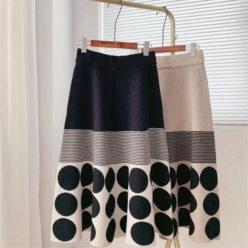 EWQ décontracté Vintage imprimé Design grande taille jupes plissées tout-match taille haute ample femmes belle jupe 2025 printemps nouveau 27X9264