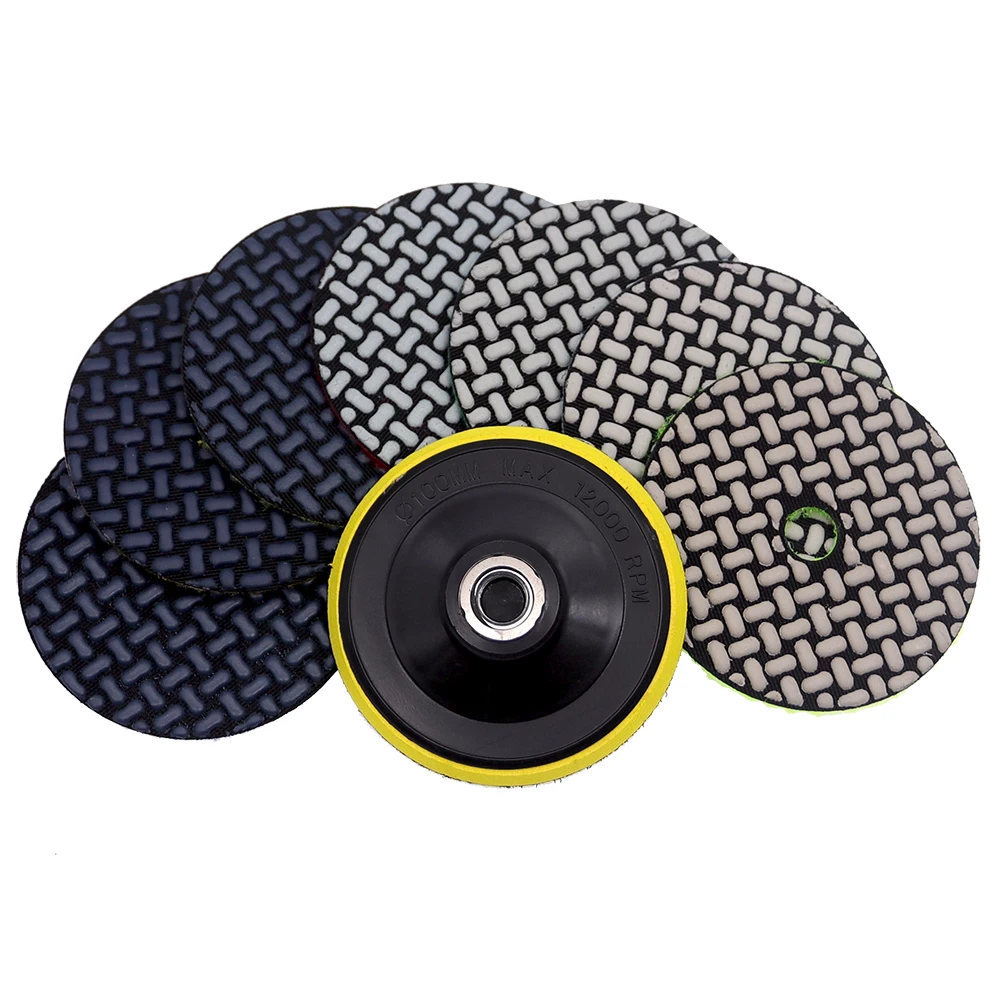 8 STUKS 4 Inch Droog Polijstpad Scherpe Flexibele 100mm Steen Polijstpads Voor Graniet Marmer Betonnen Vloer Met Backer Pad