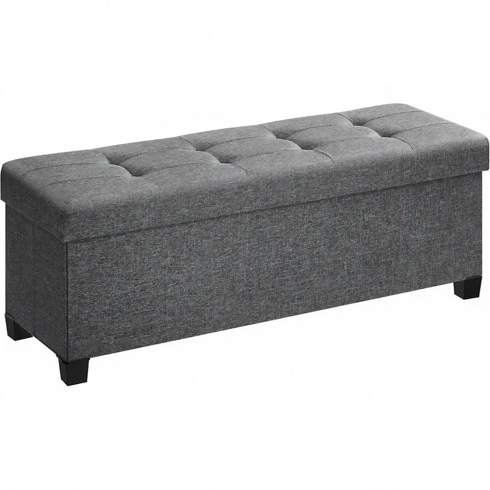

Gray Storage Ottoman Bench with Legs, 15 x 43 x 15.7, End of Bed, Living Room, Bedroom, Entryway
