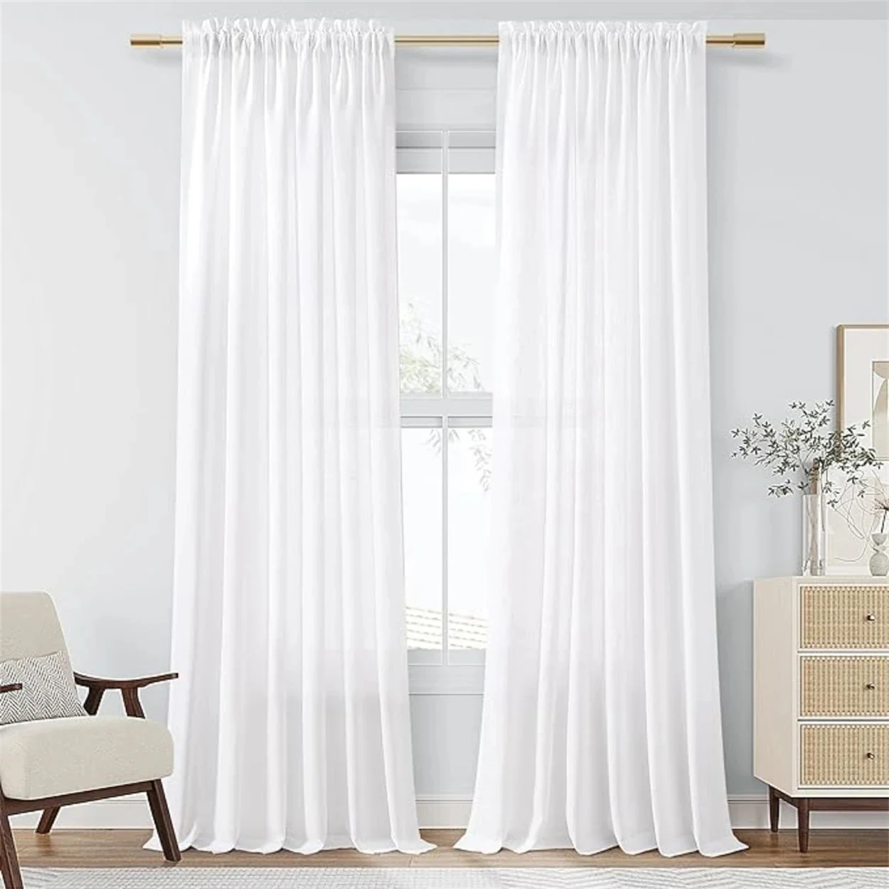 2 PC Linen Curtains for Living Room Boho Style Modern Home Decoration for Ramadan Luxury Curtains and Drapes for Bedroom Gazebo