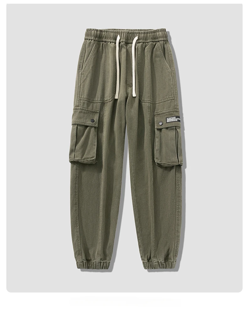 M-8XL Large Men's Work Pants 2024 New Solid Color 100% Cotton Loose Breathable Windproof Warm Sports Pants Outdoor Casual Pants