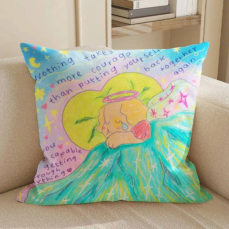 Hand-Painted Star & Animal Cute Cartoon Pillow Case Kids Bedroom Headboard Cushion Cover Sofa Home Decor Pillowcase