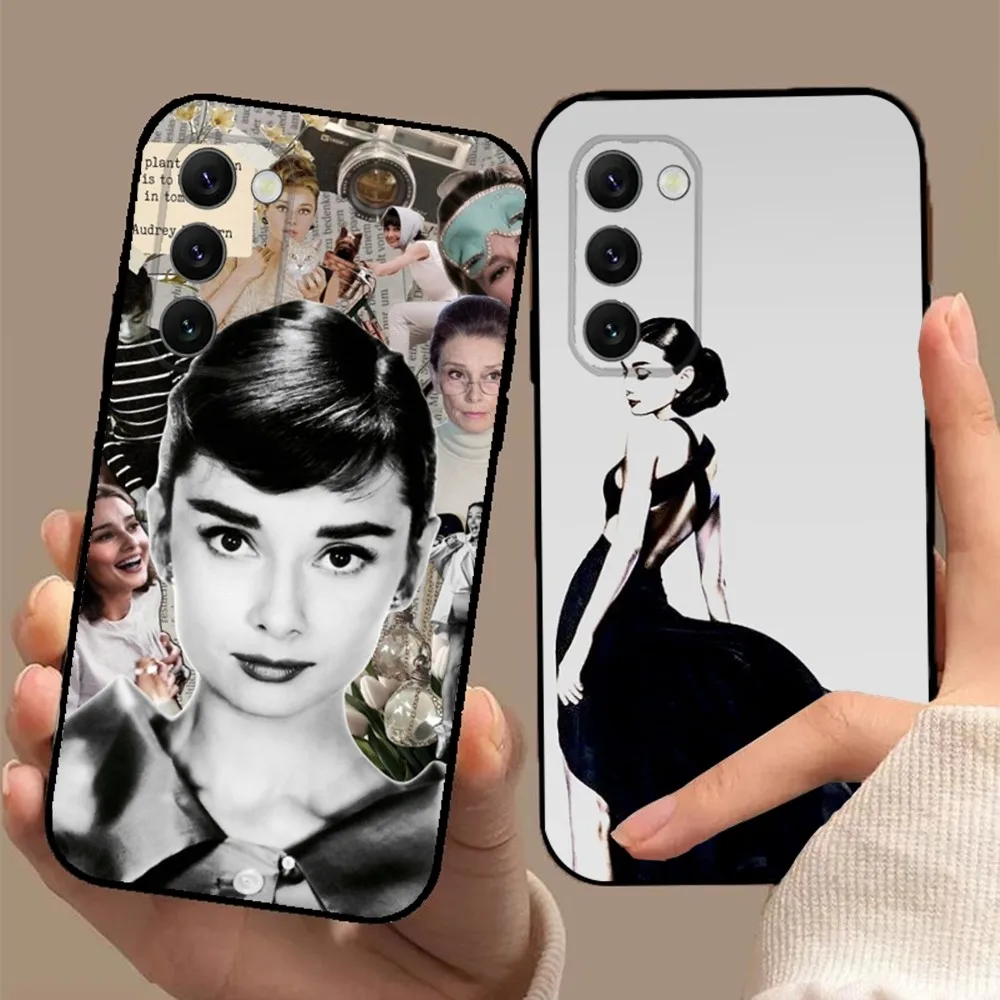 Audrey Hepburn Phone Case For Samsung S24,23,23,22,30,21,10,9,Note20 Ultra,Lite,Ultra,5G,Plus,FE,Black Soft Case