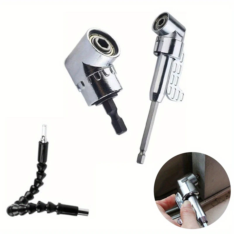 

105 Degree Right Angle Screwdriver Extension Shaft Set and Premium 1/4 Inch Hex Bit Connector for Tight and Hard-to-Reach Spaces