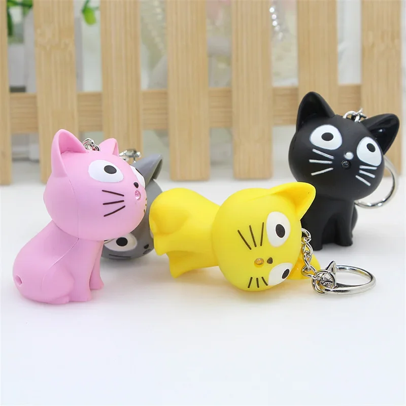 

1PCs cute sweet home cat keychains led sound light-up anime action figures decoration model doll toys for kids adult gift