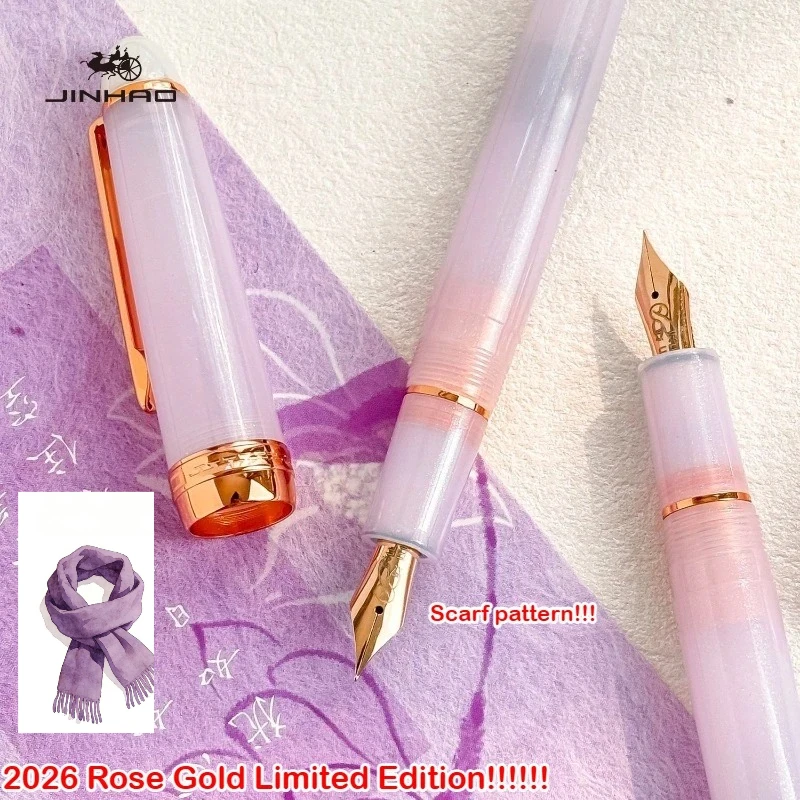 Edycja limitowana 2026! Pióro wieczne JINHAO 82 Plus, różowe Sakura, klips z motywem róży, wzór szalika, stalówka, artykuły szkolne i biurowe, artykuły papiernicze. — zdjęcie produktu 3