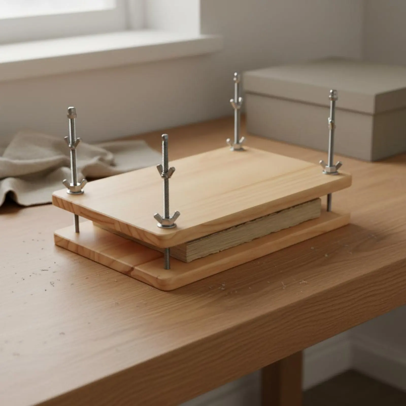 Book Restoration Clamp Solid Wood Adjustable Book Clamp Paper Pressing Board Easy to Use Hand Tool Compact