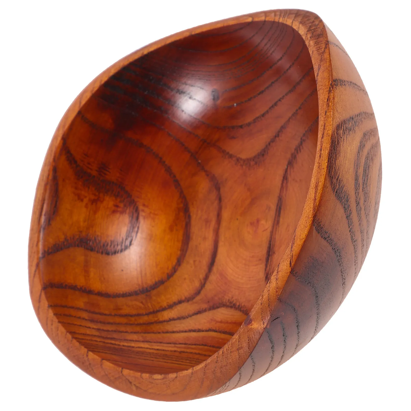 Acid Date Wood Bowl Ingot Shape Rustic Wooden Rice Bowl for Salad Soup Snacks Fruits Grains Pasta Decorative Serving Dish Gift