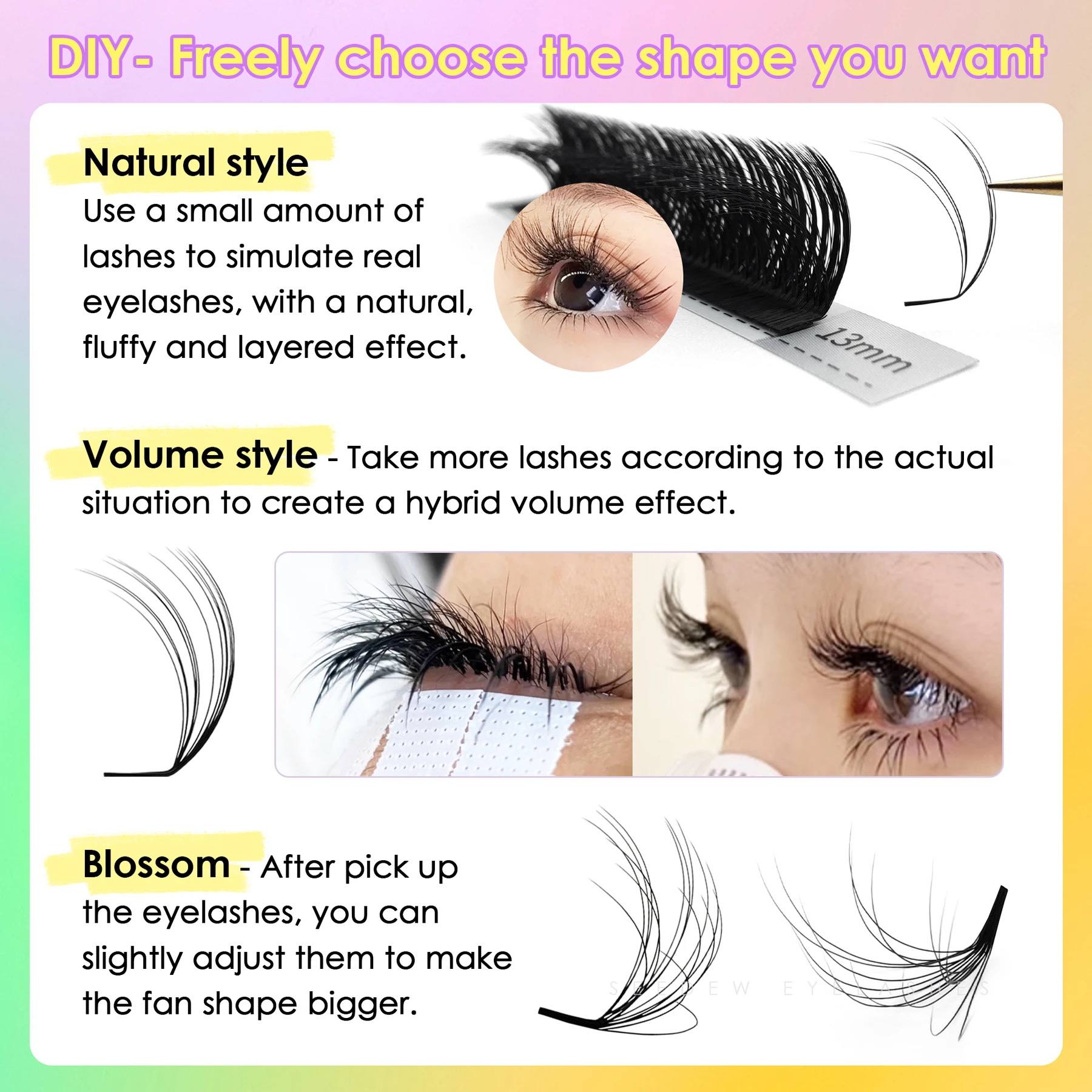SEEDEW LB/LC Curl 5D Multi Layer Camellia Eyelash Extensions Fluffy and Messy 5D Manga Eyelashes Volume Fans Individual Lash