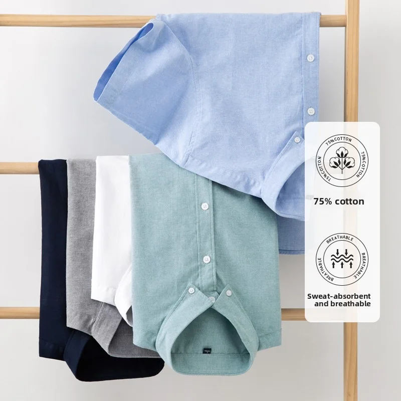 Top Grade Oxford New Summer Brand Slim Fit Shirt Breathable Trending Short Sleeve Classic Casual Fashion Mens Clothes 2025