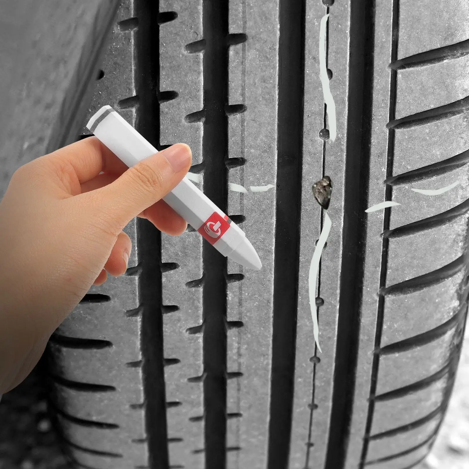 2Pcs Birthmark Repair Pen Car Tire Marking Pen White Waterproof Cars Wheel Tire Oily Mark Pen Auto Rubber Tyre Paint Pen