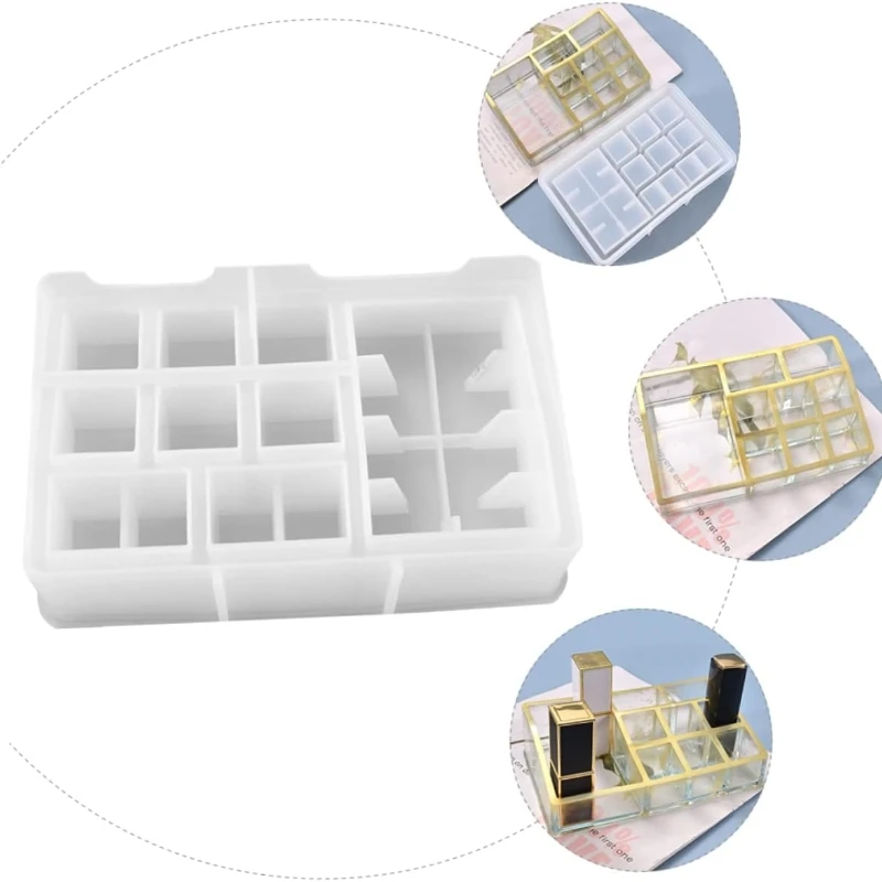 

Многофункциональная коробка для хранения помады «сделай сам», прозрачные силиконовые формы, стеллаж для украшений с кристаллами и кисточками для макияжа, бриллиантовое украшение