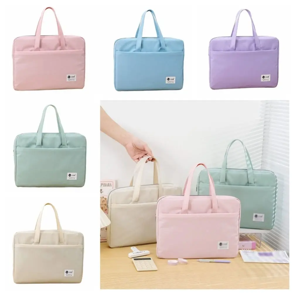 Bolsa de armazenamento de documentos de grande capacidade, pano oxford, à prova d'água, bolsa de armazenamento de livros, camada dupla, leve, minimalista, pasta de arquivo