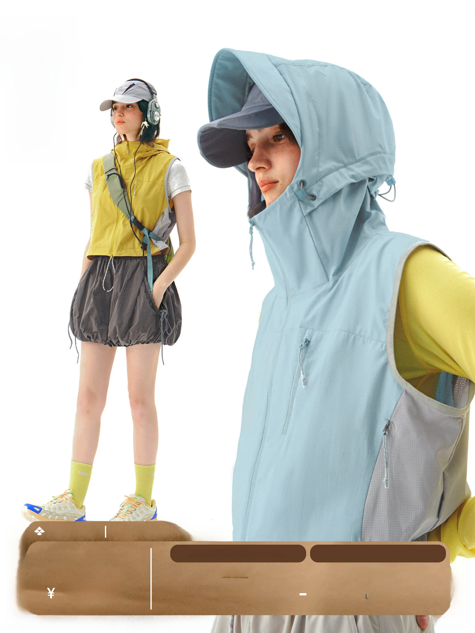 

Спортивная безрукавка Notomme для активного отдыха с капюшоном, на молнии, влагоотводящая, из полиэстера, в молодежном стиле