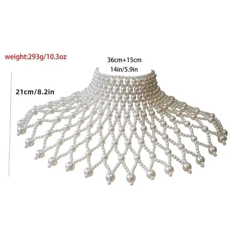 652F قلادة من اللؤلؤ الصناعي المتطور لتزيين الكتف للنساء، أغطية رأس للنادي والمهرجانات #6