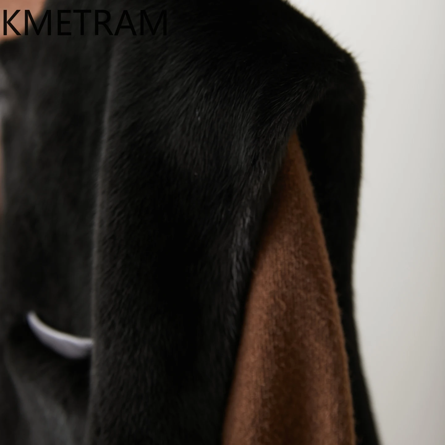 سترة KMETRAM 100% من المينك الطبيعي بالكامل باللون الأسود بدون أكمام معطف فرو حقيقي لشتاء 2025 قصير جديد في ملابس خارجية ملابس نسائية #4