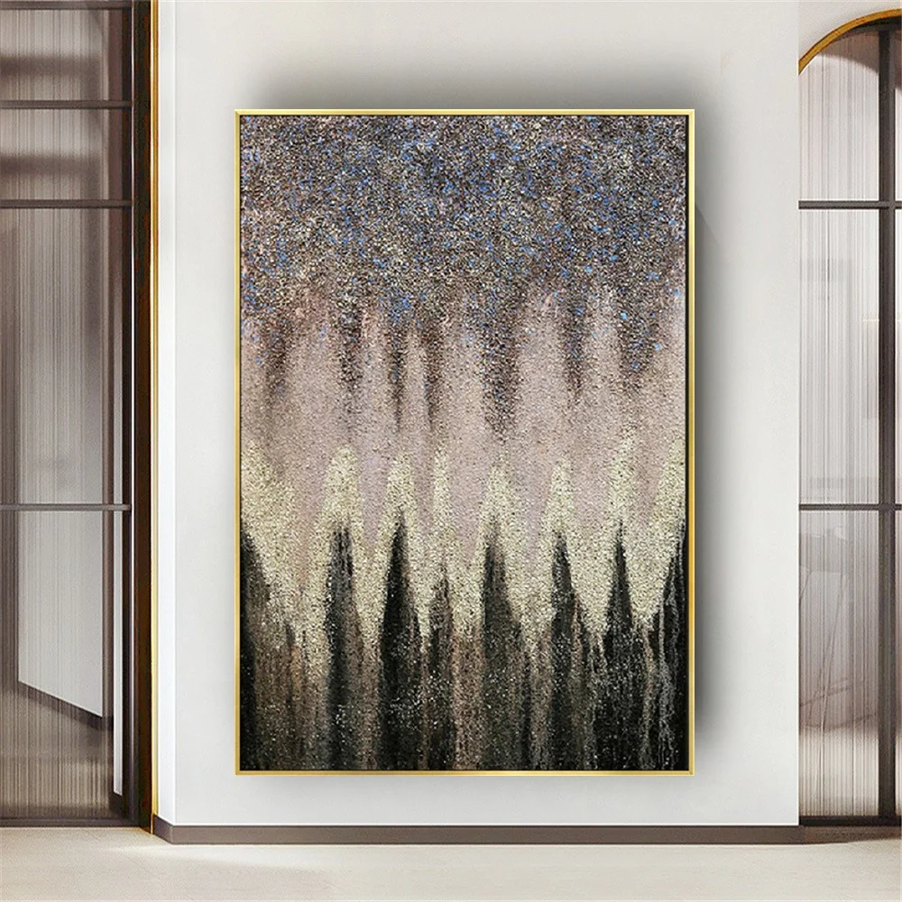 

Abstract Gold And Silver Dots Celestial Bodies Depicted Canvas Painting Wall Art Picture Handmade Oil Paintings For Living Room