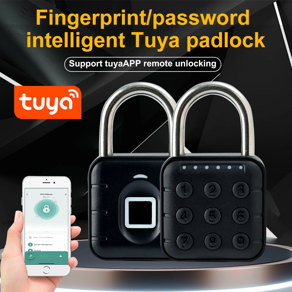 

Tuya Bluetooth Fingerprint Padlock Digital Luggage Lock Electronic Lock APPTemporary Password Remotely IP67
