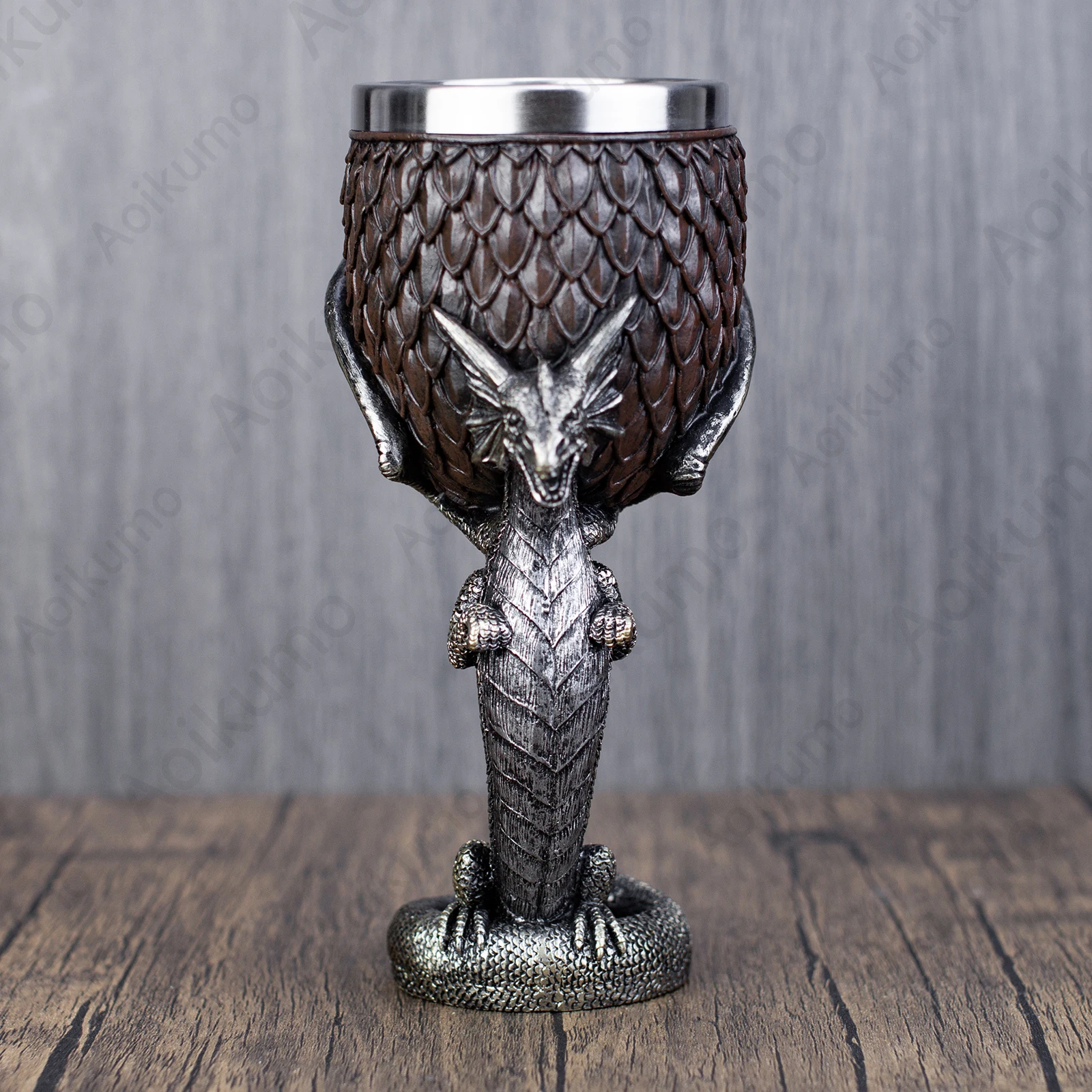 آن ستوكس التنين كأس الفولاذ المقاوم للصدأ والراتنج كأس للنبيذ الموازين دريك الجذعية قاعدة هدايا عيد ميلاد بار درينكوير الخيال Chalice #4