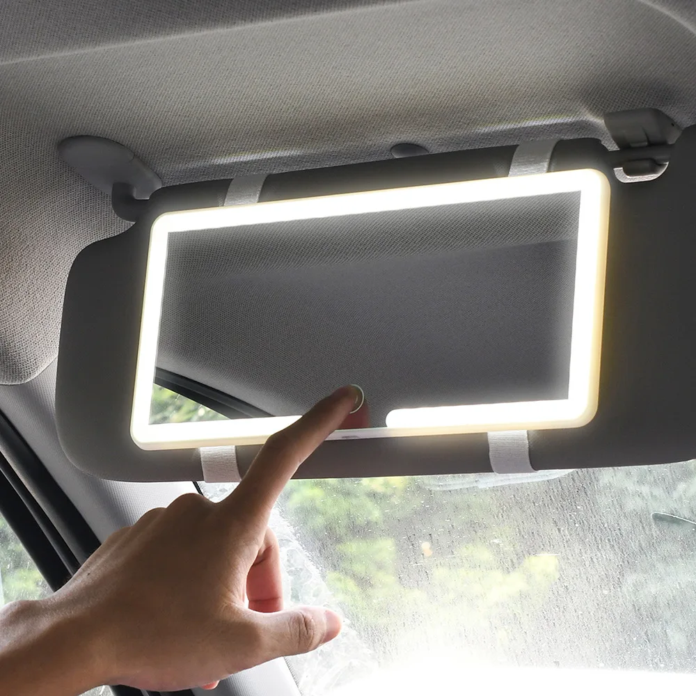 Universal Car Interior Mirrors Sun Visor Plate LED HD Makeup Mirror for Girls Women Rechargeable Fill Light Thin Vanity Mirror