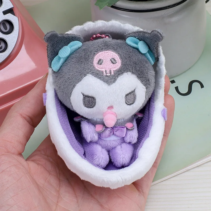 Sanrio Plush Dolls Cradle Pacifier Cinnamoroll Hello Kt My Melody 10Cm Kawaii Cute Anime Plushie Doll Bag Pendant Toys