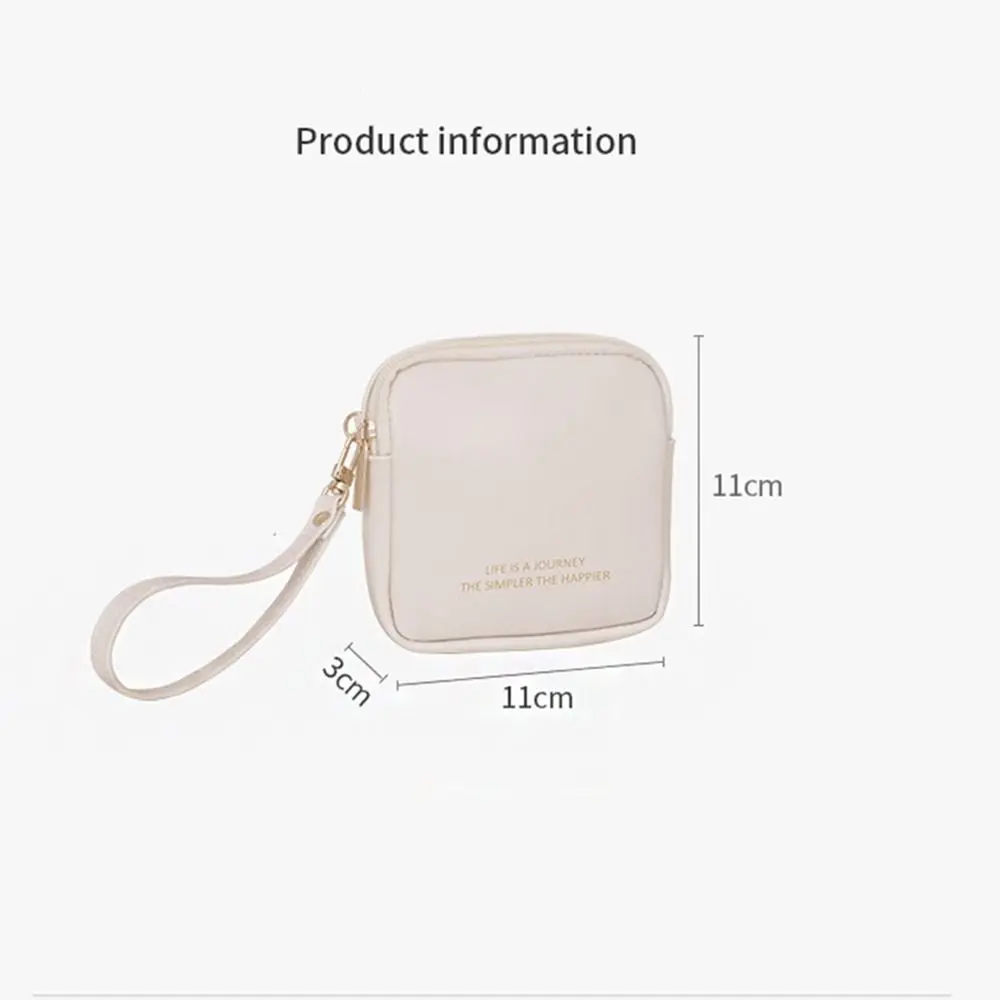 Cosmetic Bag PU Leather Large Capacity Sanitary Napkin Storage Pouch Women Multi-function Lipstick Bag Travel Small Square Bag