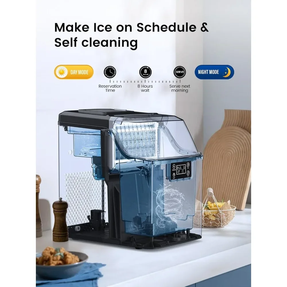 XMSJ Ice Maker,45 libbre/giorno, 2 modi per aggiungere acqua, macchina per il ghiaccio autopulente, Timer 24 ore, perfetto per casa, ufficio, Bar, acciaio inossidabile