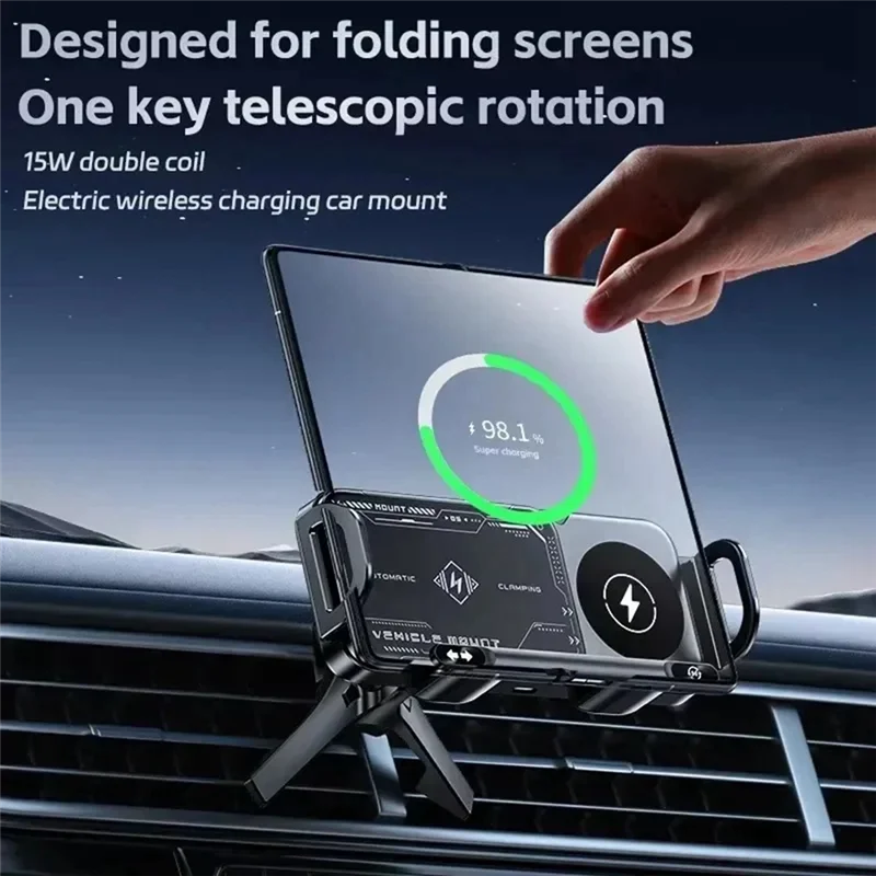 

Car Wireless Charger Stand Fold Screen Fast Charging 15W Fast Car Wireless Charging Stand For Phone Holder