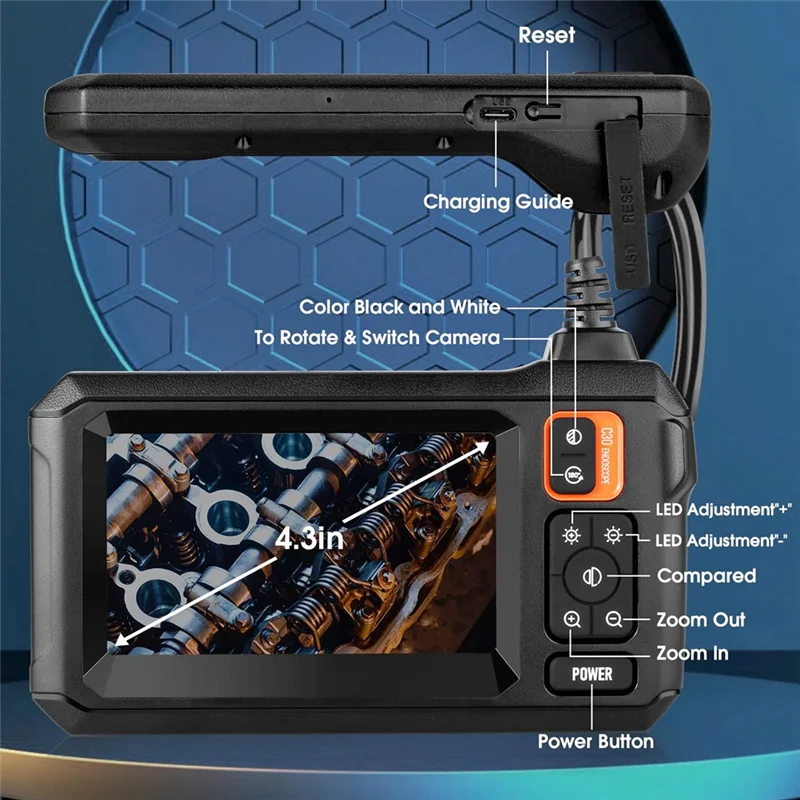 

ABGI-Dual Lens Industrial Endoscope 1080P Digital Borescope Inspection Camera Endoscope Camera