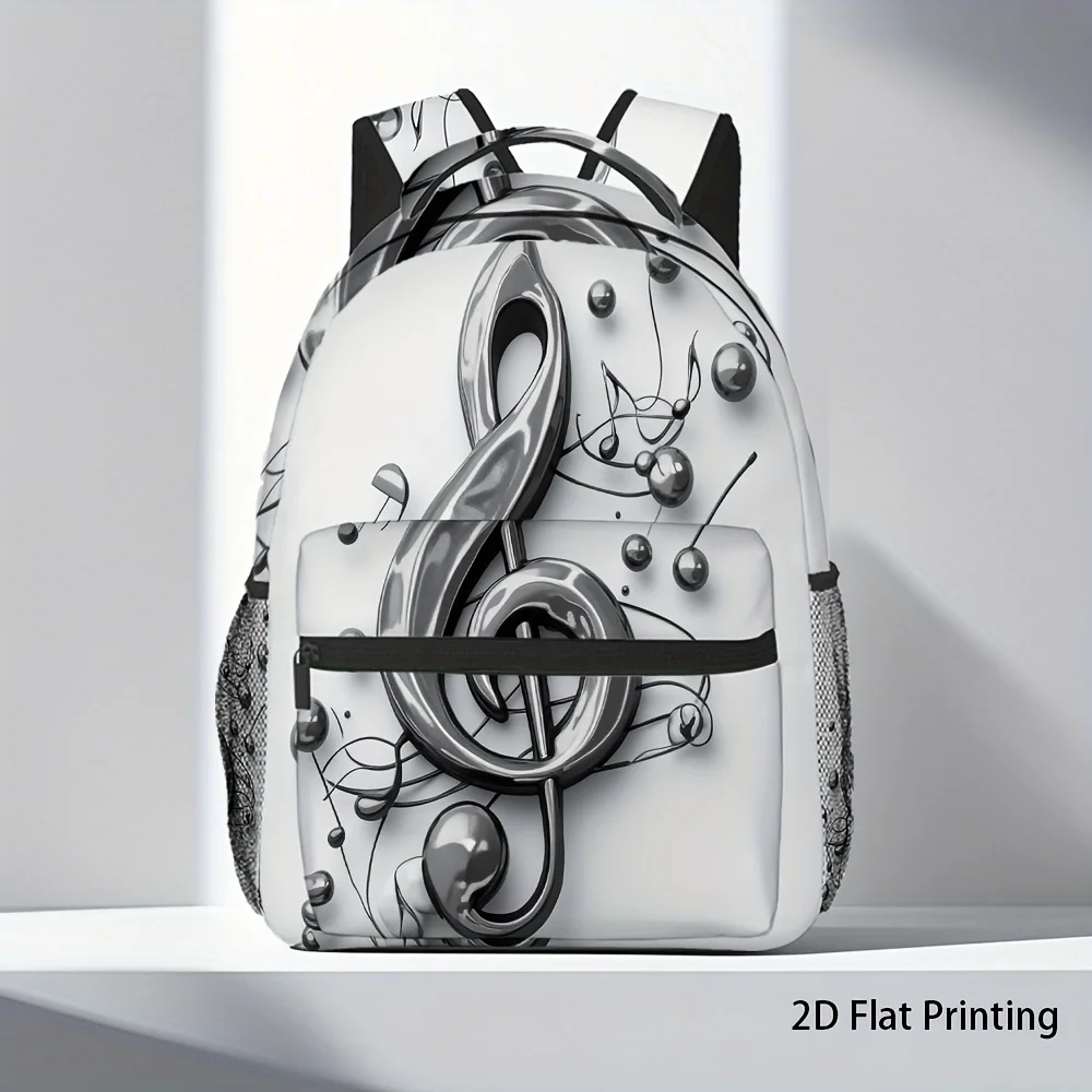 

Trendy Music Notes Printed Backpack Perfect for School Work and Outdoor Activities Backpack