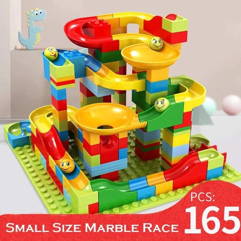 84-504PCS Small Size Marble Race Run Blocks Maze Ball Track Building Blocks Funnel Slide Blocks Educational Toys for Children